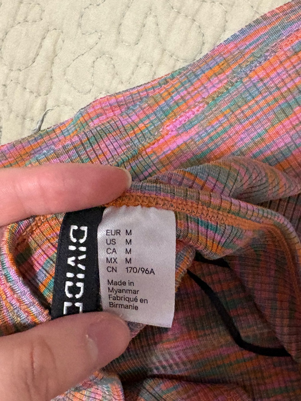 Women’s Multicolor Ribbed Halter Tank Top - Pink/Orange/Green - Picture 3 of 3